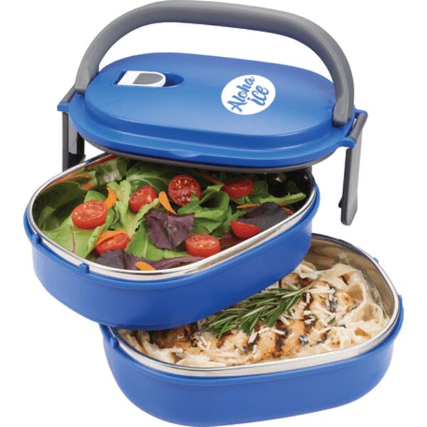 Two Tier Insulated Oval Lunch Box Food Container Thumbnail